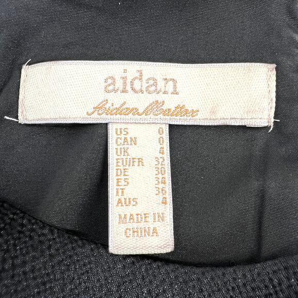 Aidan by Aidan Mattox Womens Black Textured Hi-Low Cocktail Dress Lined Size 0 - Picture 7 of 11